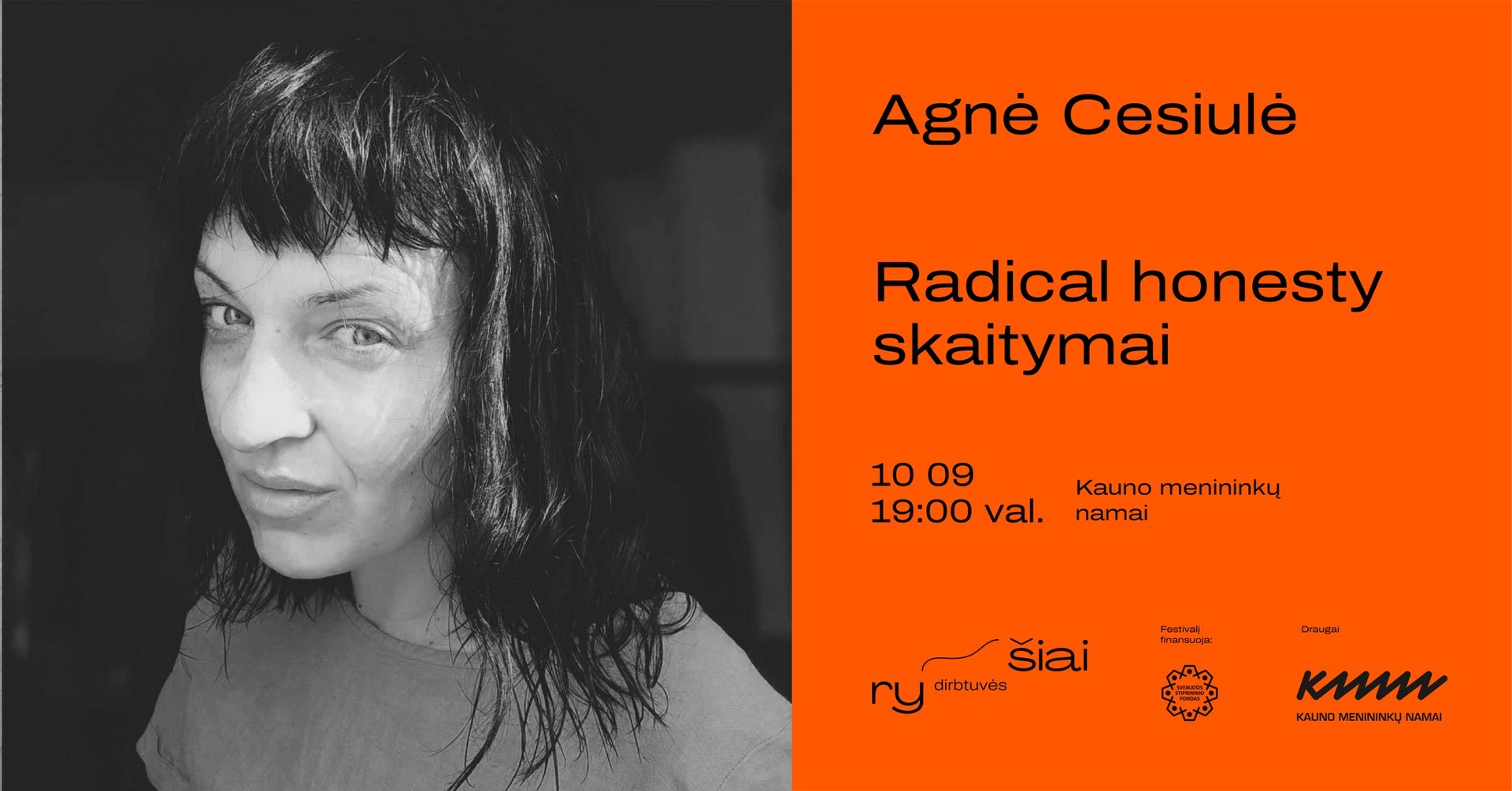 Festivalis „Ryšiai“.  „Radical honesty“ skaitymai su Agne Cesiule